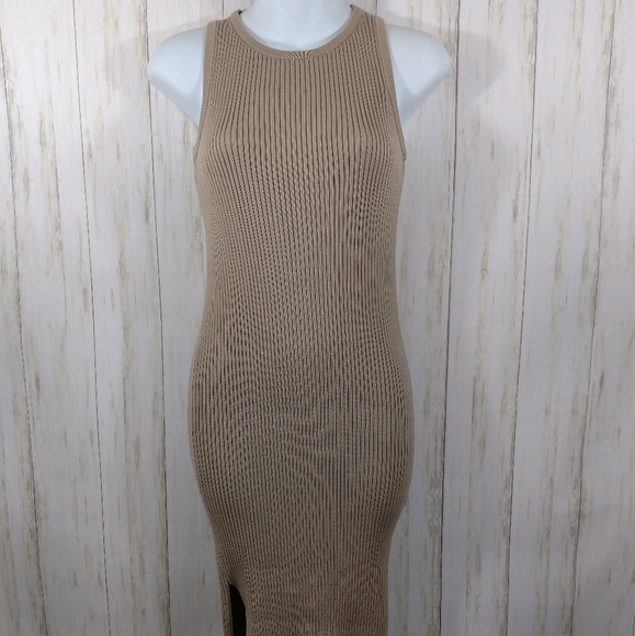 Babaton beige ribbed bodycon dress XS - Picture 2 of 6